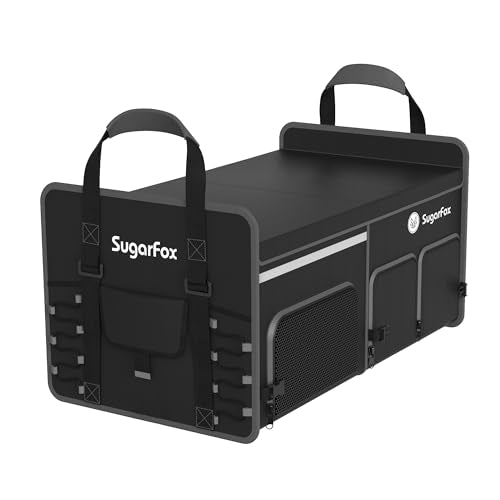 Foldable Car Trunk Organizer, 2 Compartments, Midsize, Black - Image 2