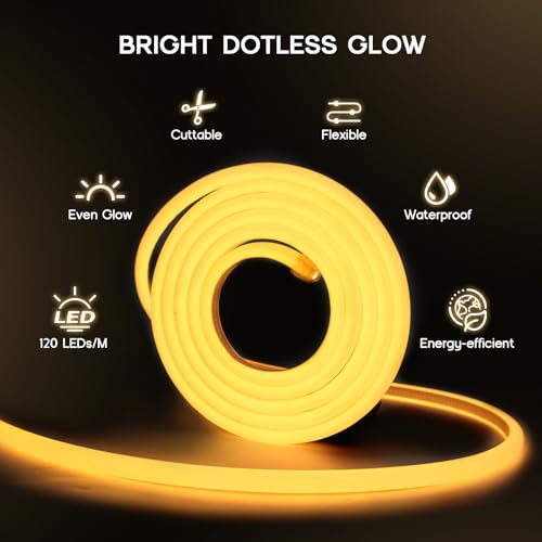 LED Neon Lights Daylight White 6000K,16.4ft 110-120V LED Strip - Image 3