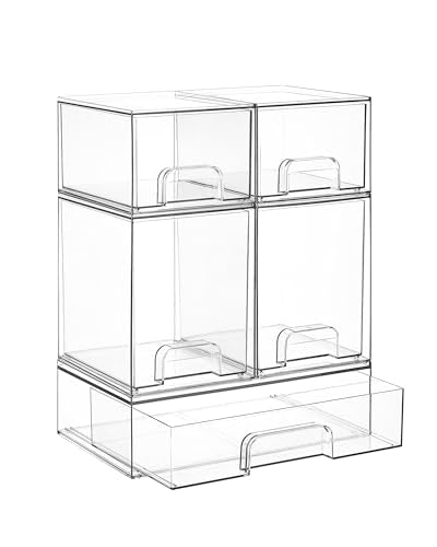 Vtopmart Clear Stackable Storage Drawers Set of 5, P | Pull Out Organi - Image 2