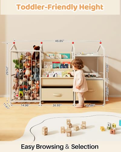 Toy Storage Organizer with Bookshelf and Stuffed Animal Storage - Image 4