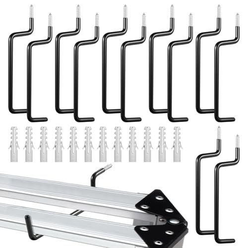 12 Pcs Black Heavy Duty Ladder Hooks Screw in Storage | Garage Storage - Image 2