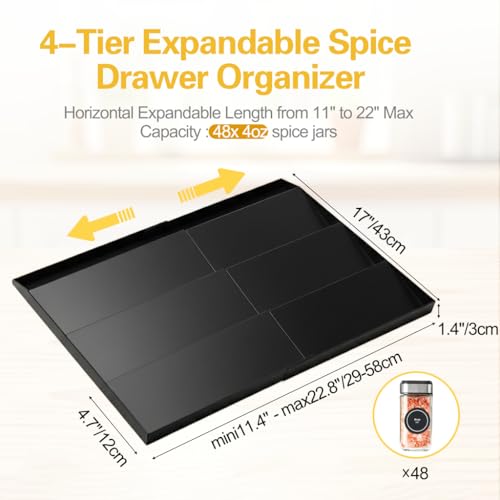 GOENDR Metal Spice Drawer Organizer, 4-Tier Spice Rack for Drawer - Image 5