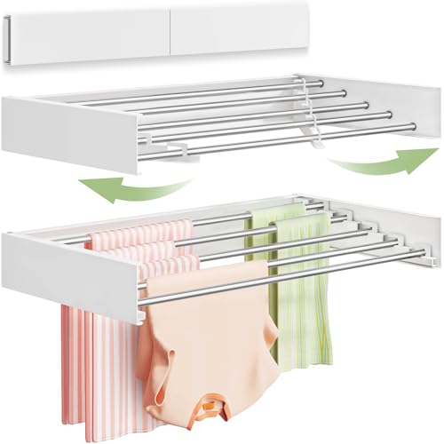 Wall Mounted Clothes Drying Rack 32", Foldable Wall Laundry Rack - Image 2