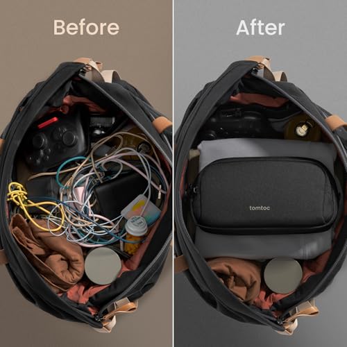 tomtoc Electronic Organizer Travel Case, Dual Compartment Tech - Image 5