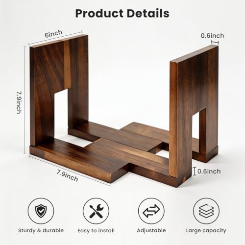 Vinyl Record Storage Stand, Solid Acacia Wood Album Holder - Image 3