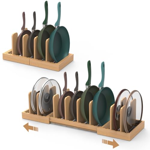 Bamboo Pot and Pan Organizer,Pots and Pans Organizer under - Image 2