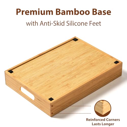 Umilife Large Bamboo Food Container Lid Organizer for Kitchen - Image 5