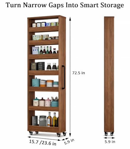 Beside Fridge Storage Slim Tall Cabinet - 7-Tier Tall - Image 4