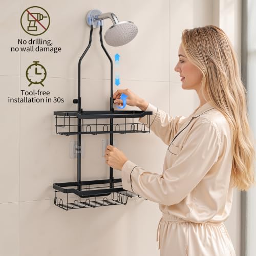 Adjustable Shower Caddy Hanging Rustproof: Tool-free Height - Image 5