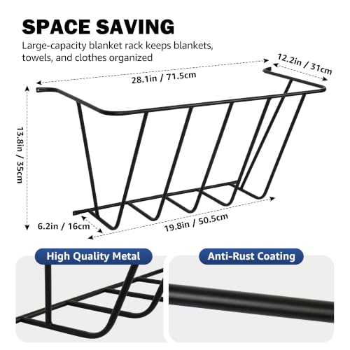 29.6'' Upgraded Blanket Holder, Metal Wall Mount Rack for Towels - Image 3