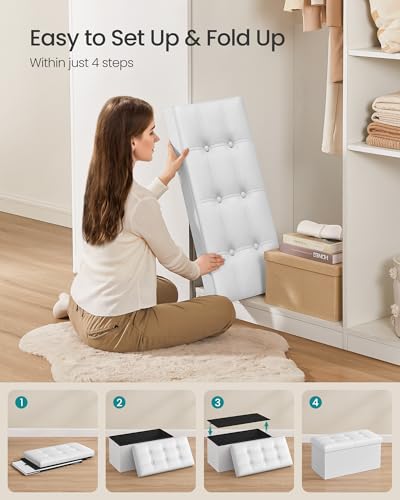 SONGMICS Storage Ottoman Bench, 30 Inches Folding Foot Rest Stool - Image 7