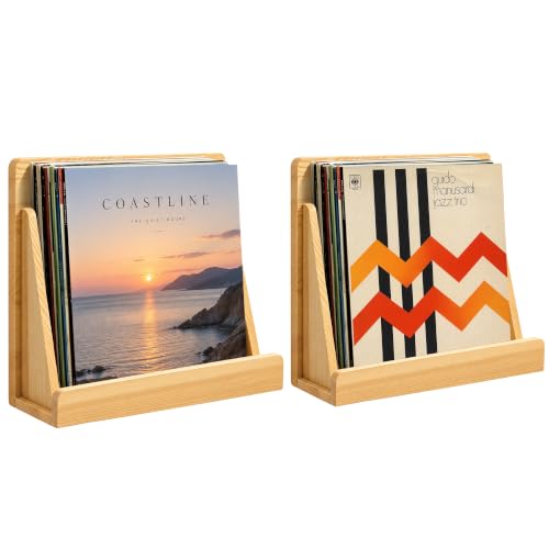 2 Pack Vinyl Record Shelf Wall Mount, Solid Wood Vinyl - Image 2