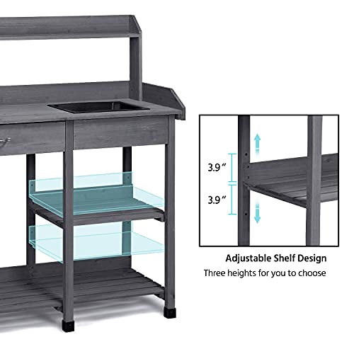 Yaheetech Potting Bench with Sink & Drawer, Outdoor - Image 6