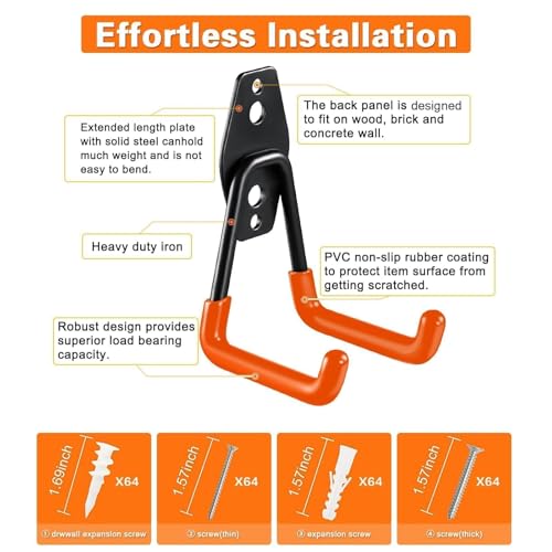 Steel Garage Storage Hooks - 32 Pack Anti-Slip Coating - Image 6