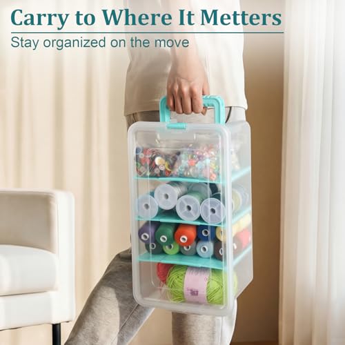 BTSKY Clear Plastic Dividing Storage Box with 4 | Home Organization - Image 6