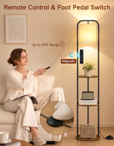 Floor Lamp with Shelves & Remote, Dimmable Standing Lamp - Image 4