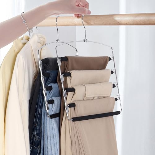 SINDAX Pants Hangers Space Saving - 4Pack, 5 Layers Space - Image 3