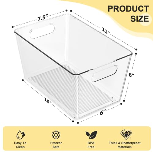 6 Pack Clear Plastic Storage Bins, Kitchen&Pantry Organizer Large - Image 3