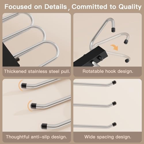 6 Pack Pants Hangers Space Saving,Closet Hanger Space Saver,Black - Image 6
