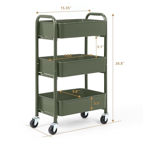 SunnyPoint 3-Tier Delicate Compact Rolling Metal Storage - Image 7