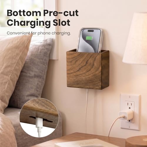 Remote Holder Hole-Free, Self-Adhesive Storage Wooden Box Small - Image 6