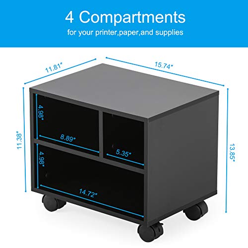 FITUEYES Mobile Printer Stand with Storage, Wood | Home Organization - Image 3