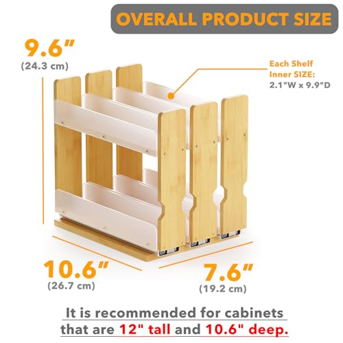 SpaceAid Bamboo Pull Out Spice Rack Organizer for Cabinet, Heavy - Image 4