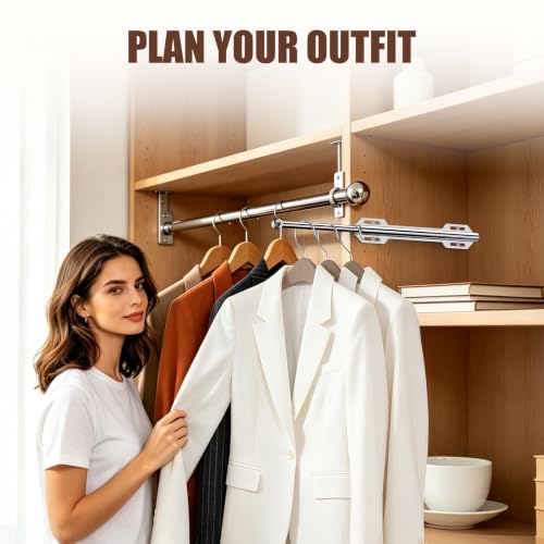 12.6" Pull Out Valet Rod for Closet (Silver, 1 Pack) - Image 4
