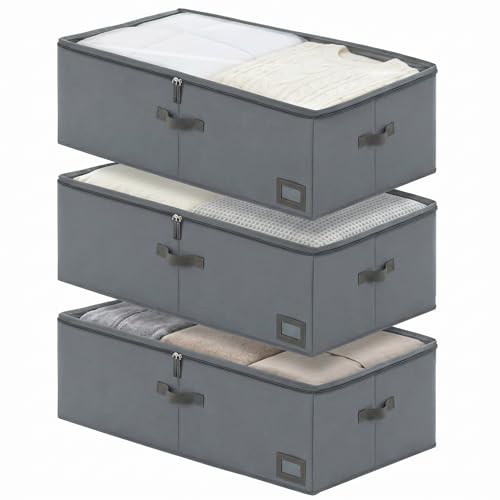 10" High Capacity Under Bed Storage Bins (3-Pack, Charcoal Grey) - Image 2