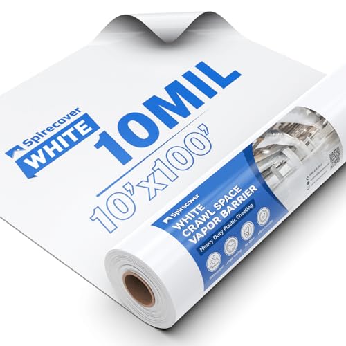White 10 Mil Plastic Sheeting, 10x100', Crawlspace Vapor Barrier - Image 2