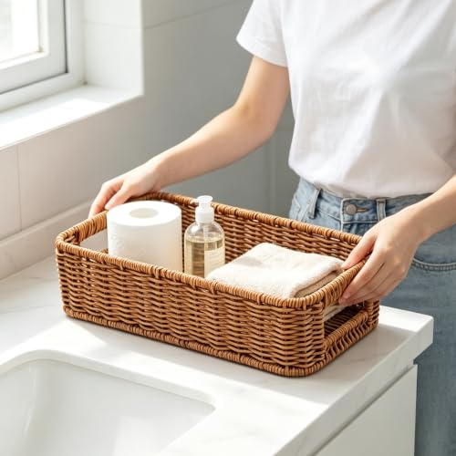 Toilet Tank Basket with Handwoven Built-in Handle, Hand-Woven - Image 8