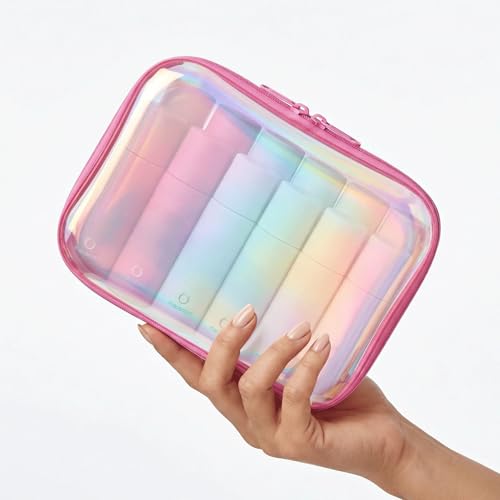 Clear Hard Shell Zipper Organizer Cases, 2 Pack, Iridescent - Image 3