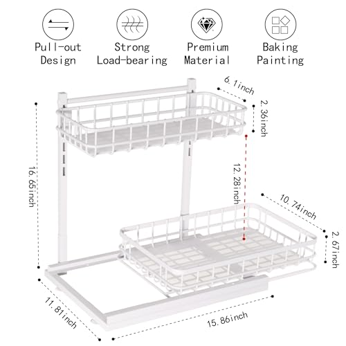 Under Sink Organizer, Adjustable Height Pull-Out Kitchen - Image 3