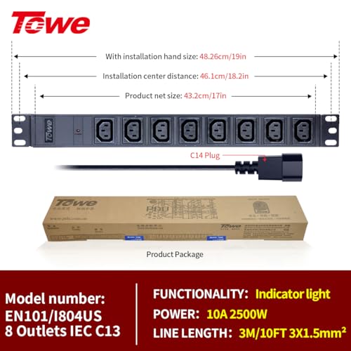 Power Strip，IEC C13 Metal 8 Outlet Wall Mount Heavy Duty - Image 3