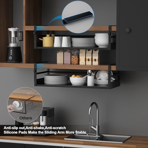 2Pack Expandable Under Shelf Storage Basket Organizer,Black - Image 7