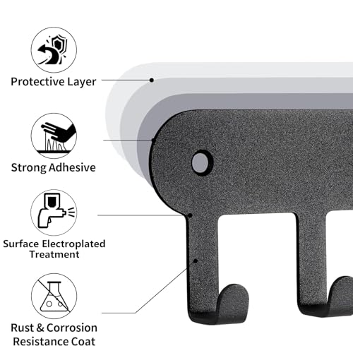 2 Pack Key Holder for Wall, Key Hooks with 10 Hooks, Black - Image 7