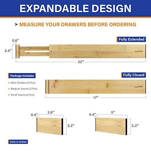 Adjustable Bamboo Drawer Dividers for Clothes, Kitch | All Products - Image 4