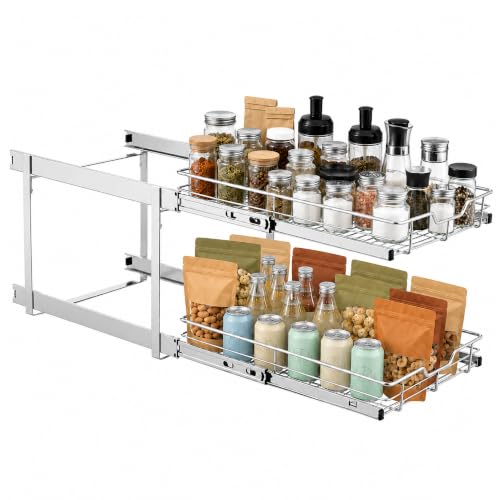 2 Tier Individual Pull Out Cabinet Organizer 15" W x 22" - Image 2