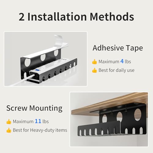 Delamu 2 Pack Metal Under Desk Cable Management Tray | Cable Managemen - Image 4