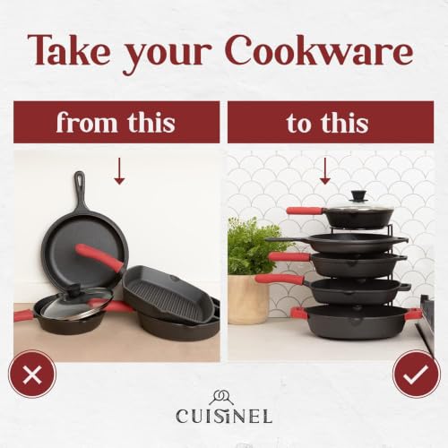 Cuisinel 5-Tier Pan Organizer for Cast Iron Skillets Griddles - Image 4