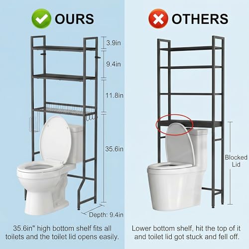 Over The Toilet Storage 3 Tier Over Toilet Bathroom Organizer - Image 3