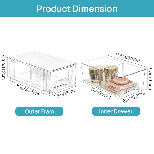 Vtopmart 4 Pack Stackable Clear Drawer with Dividers - Image 4