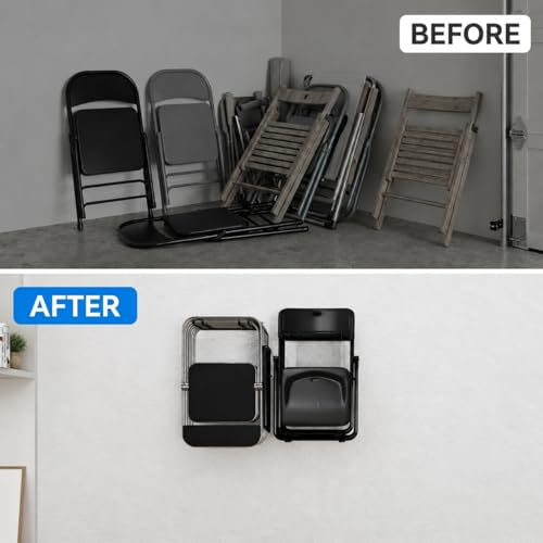 Folding Chair Storage Rack for Garage, 2-Pack Heavy Duty - Image 6