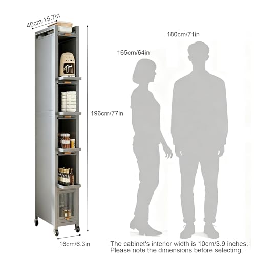 6-Tier Tall Narrow Mobile Shelf Organizer, Slim Storage Cart - Image 3