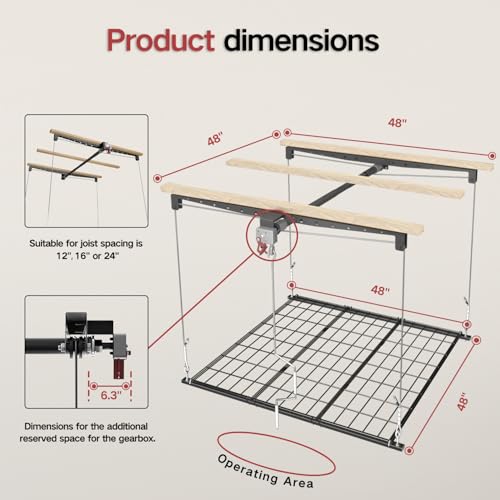 Overhead Garage Storage Lift, 4x4 Ft Ceiling Storage - Image 5
