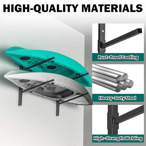 Wall Mounted Kayak Storage Rack, Adjustable Holder for 2 Kayaks - Image 4