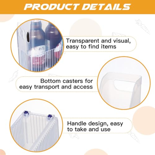 Beeveer 4pcs Plastic Freezer Organizer Bin with Wheel, 10 x 13.3 - Image 5