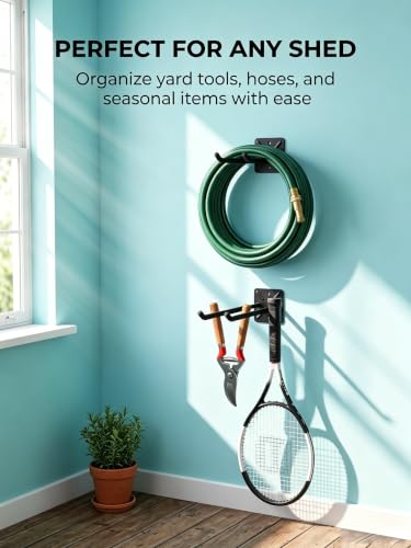 HJW 4 Pack Metal Wall Mount Garage Double Storage Hooks - Image 6