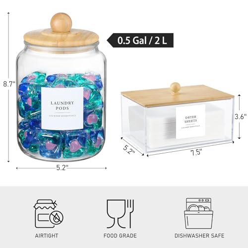 Glass Jars and Dryer Sheet Holder with Bamboo Lids - Image 4