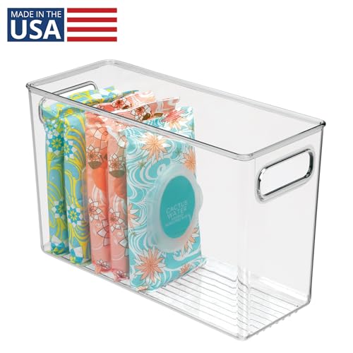 iDesign Slim Clear Plastic Bathroom Storage Bin, Tall Narrow - Image 3
